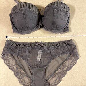 Adore Me Gray Lace Bra Set